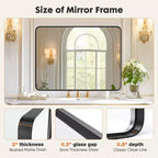 Miroir de courtoisie en aluminium 35x23 pouces, miroir mural de salle de bain avec rétroéclairage LED et revêtement antirouille, Noir