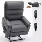 Fauteuil inclinable d'appoint Okak Leatheraire avec fonction de levage, de chauffage et de massage, fauteuil inclinable électrique moderne avec double moteur et télécommande.