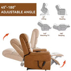 Fauteuil inclinable d'appoint Okak Leatheraire avec fonction de levage, de chauffage et de massage, fauteuil inclinable électrique moderne avec double moteur et télécommande.