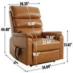 Fauteuil inclinable d'appoint Okak Leatheraire avec fonction de levage, de chauffage et de massage, fauteuil inclinable électrique moderne avec double moteur et télécommande.