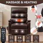 Fauteuil inclinable d'appoint Okak Leatheraire avec fonction de levage, de chauffage et de massage, fauteuil inclinable électrique moderne avec double moteur et télécommande.