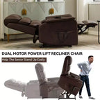 Fauteuil inclinable d'appoint Okak Leatheraire avec fonction de levage, de chauffage et de massage, fauteuil inclinable électrique moderne avec double moteur et télécommande.