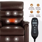 Fauteuil inclinable d'appoint Okak Leatheraire avec fonction de levage, de chauffage et de massage, fauteuil inclinable électrique moderne avec double moteur et télécommande.