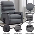 Fauteuil inclinable d'appoint Okak Leatheraire avec fonction de levage, de chauffage et de massage, fauteuil inclinable électrique moderne avec double moteur et télécommande.