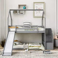 Whisen Twin over Twin Bunk Bed with Convertible Slide and Storage Staircase