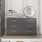 Commode Okak 2 rangées 6 tiroirs, commode moderne avec grand espace de rangement, armoire de rangement au fini mat pour le salon, l'entrée