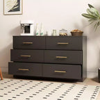 Commode Okak 2 rangées 6 tiroirs, commode moderne avec grand espace de rangement, armoire de rangement au fini mat pour le salon, l'entrée