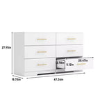 Commode Okak 2 rangées 6 tiroirs, commode moderne avec grand espace de rangement, armoire de rangement au fini mat pour le salon, l'entrée