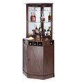 VEVOR Corner Industrial Bar Cabinet, Wine Table for Liquor & Glasses, Sideboard Buffet Cabinet with Glass Holder, Black Walnut