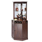 VEVOR Corner Industrial Bar Cabinet, Wine Table for Liquor & Glasses, Sideboard Buffet Cabinet with Glass Holder, Black Walnut