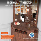 Meuble de Bar d'Angle Industriel VEVOR, Table à Vin pour Alcool et Verres, Buffet avec Porte-Verres, Noyer Noir