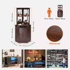 Meuble de Bar d'Angle Industriel VEVOR, Table à Vin pour Alcool et Verres, Buffet avec Porte-Verres, Noyer Noir