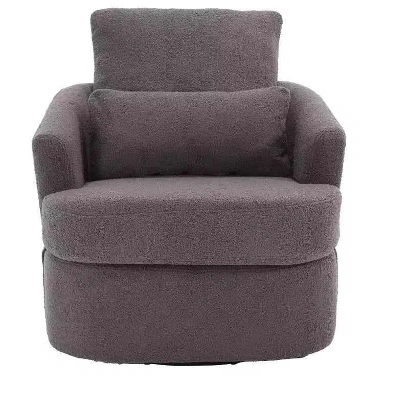 Fauteuil pivotant Okak 360°, Fauteuil d'appoint en cuir PU moelleux avec support ergonomique pour salon, chambre de bébé, bureau, espace de détente