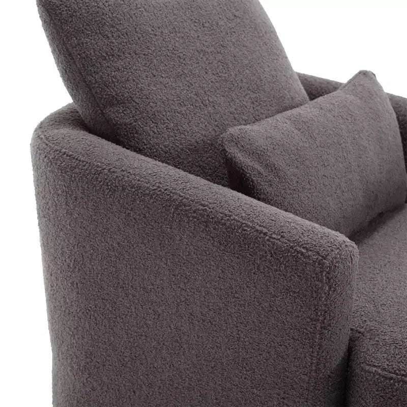 Fauteuil pivotant Okak 360°, Fauteuil d'appoint en cuir PU moelleux avec support ergonomique pour salon, chambre de bébé, bureau, espace de détente