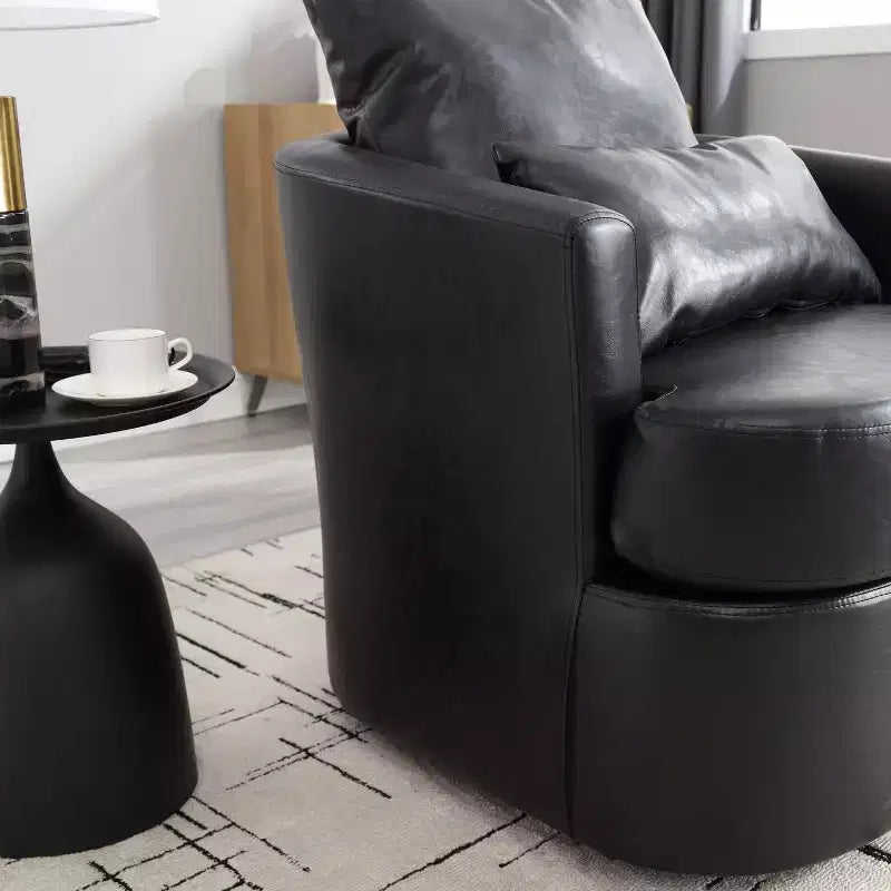 Fauteuil pivotant Okak 360°, Fauteuil d'appoint en cuir PU moelleux avec support ergonomique pour salon, chambre de bébé, bureau, espace de détente