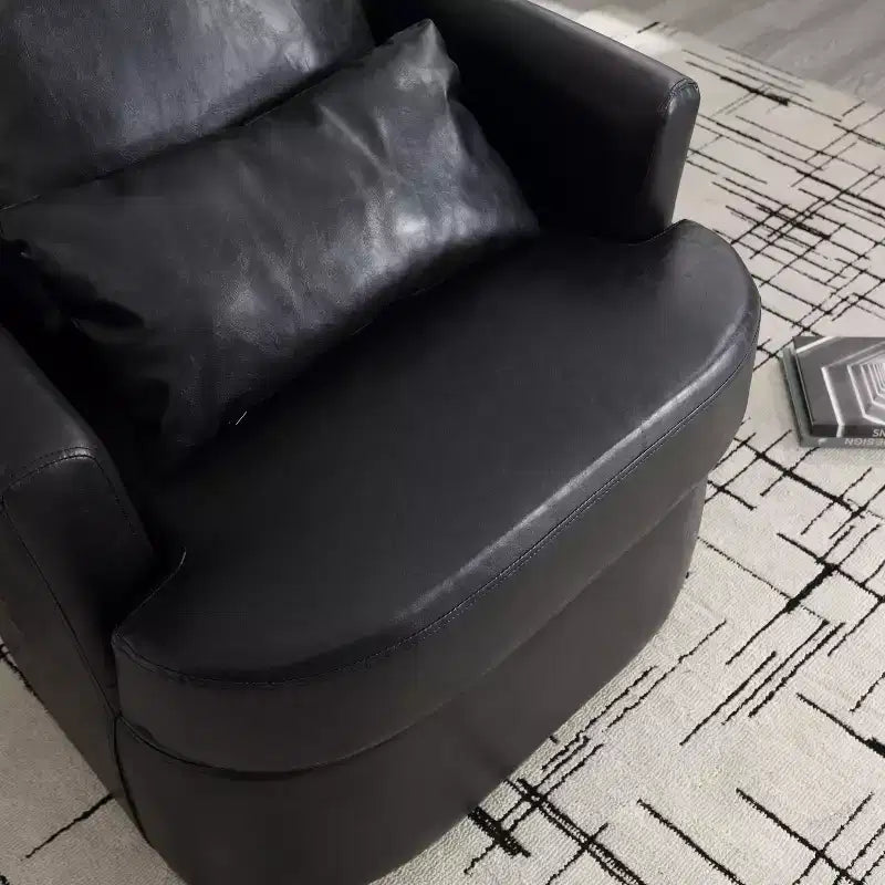 Fauteuil pivotant Okak 360°, Fauteuil d'appoint en cuir PU moelleux avec support ergonomique pour salon, chambre de bébé, bureau, espace de détente