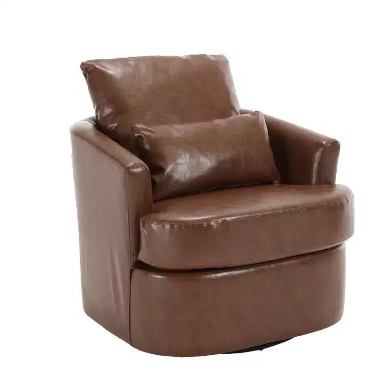Fauteuil pivotant Okak 360°, Fauteuil d'appoint en cuir PU moelleux avec support ergonomique pour salon, chambre de bébé, bureau, espace de détente