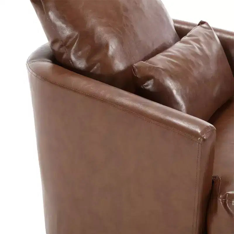 Fauteuil pivotant Okak 360°, Fauteuil d'appoint en cuir PU moelleux avec support ergonomique pour salon, chambre de bébé, bureau, espace de détente