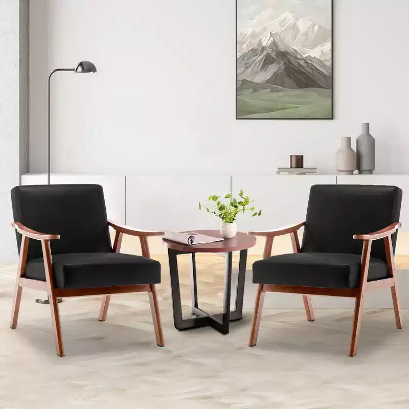 Fauteuils d'appoint Okak pour chambre, chaise moderne du milieu du siècle, cadre en bois massif, fauteuil d'appoint avec dossier extra-épais, fauteuil à oreilles, salle de lecture