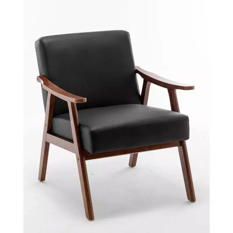 Fauteuils d'appoint Okak pour chambre, chaise moderne du milieu du siècle, cadre en bois massif, fauteuil d'appoint avec dossier extra-épais, fauteuil à oreilles, salle de lecture