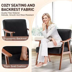 Fauteuils d'appoint Okak pour chambre, chaise moderne du milieu du siècle, cadre en bois massif, fauteuil d'appoint avec dossier extra-épais, fauteuil à oreilles, salle de lecture