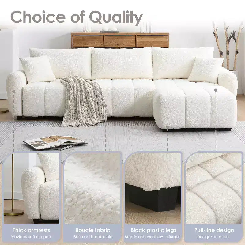 Canapé modulable Whisen 110, forme en L avec assise extra-large, design à lignes tendues