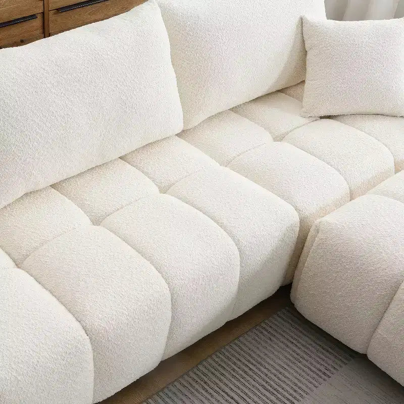 Canapé modulable Whisen 110, forme en L avec assise extra-large, design à lignes tendues