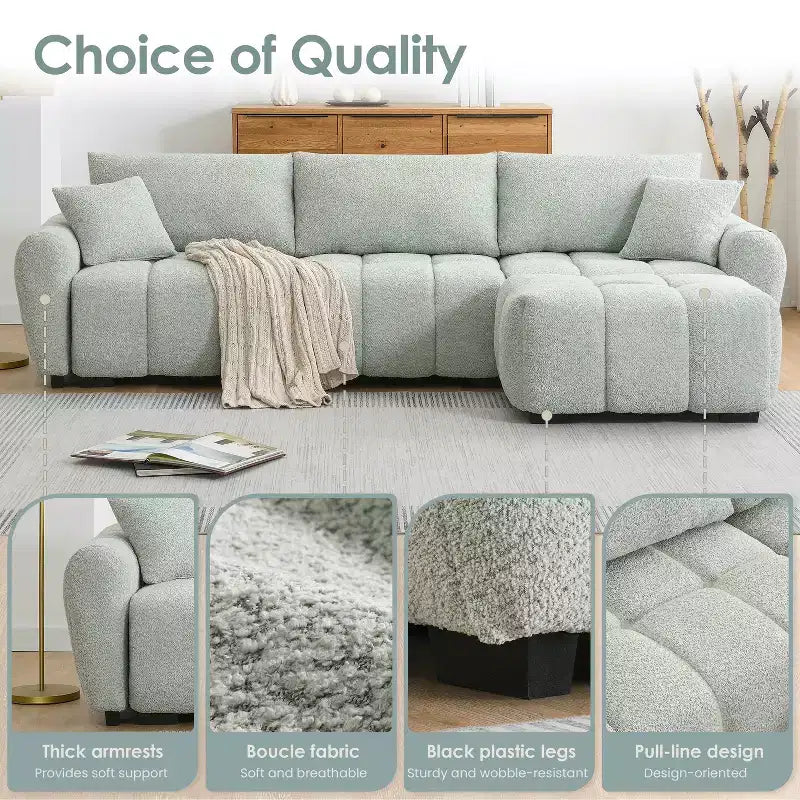 Canapé modulable Whisen 110, forme en L avec assise extra-large, design à lignes tendues