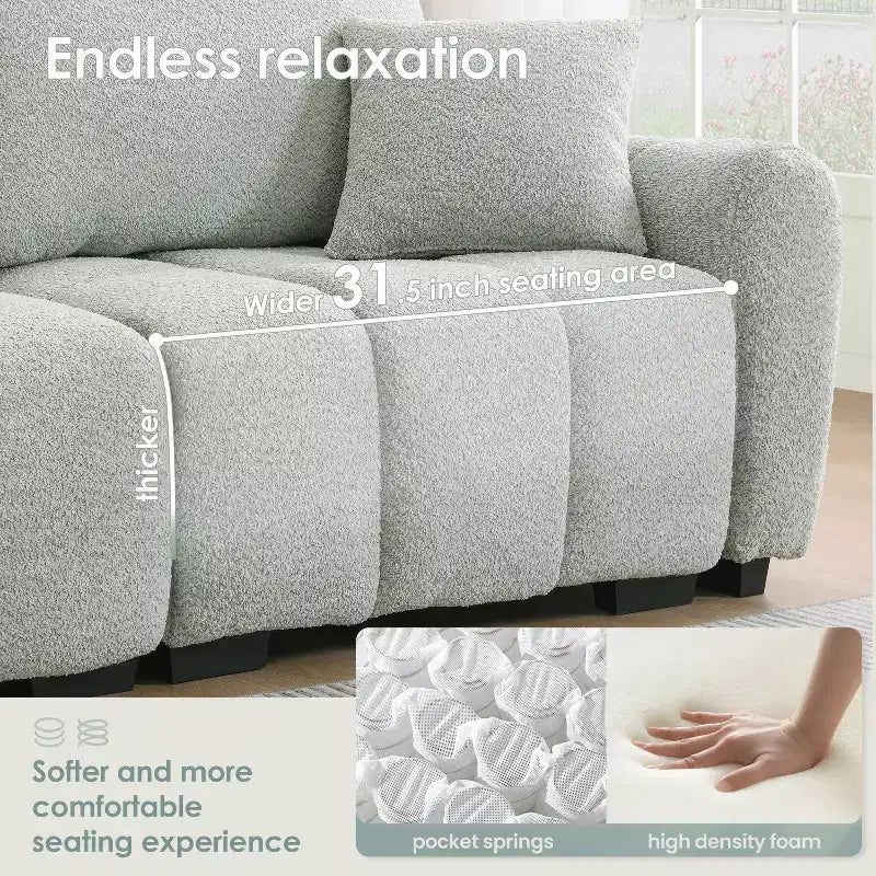 Canapé modulable Whisen 110, forme en L avec assise extra-large, design à lignes tendues