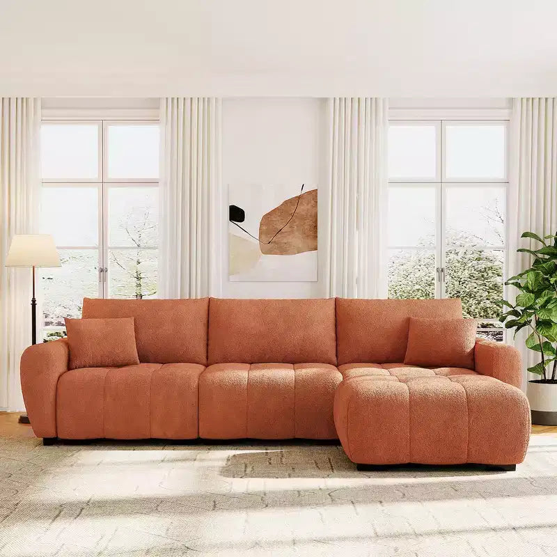 Canapé modulable Whisen 110, forme en L avec assise extra-large, design à lignes tendues