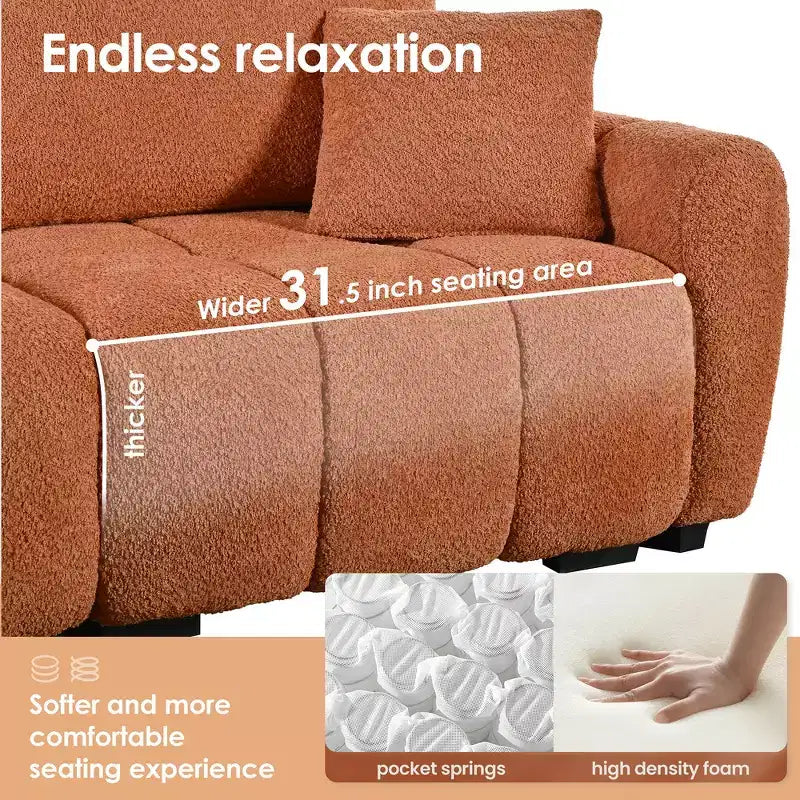 Canapé modulable Whisen 110, forme en L avec assise extra-large, design à lignes tendues
