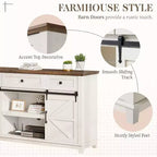 Meuble TV de style ferme AMERLIFE avec porte coulissante de grange et tiroir, meuble TV rustique de 59 po pour téléviseurs jusqu'à 65 po