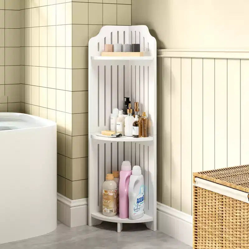 VECELO 3/4-Tier Corner Shelf Stand, Small Storage Organizer for Narrow Space, Toilet Paper Stand for Bathroom, White