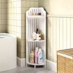 VECELO 3/4-Tier Corner Shelf Stand, Small Storage Organizer for Narrow Space, Toilet Paper Stand for Bathroom, White