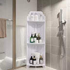 VECELO Étagère d'angle à 3/4 niveaux, Petite étagère de rangement pour espace étroit, Porte-papier toilette pour salle de bain, Blanc