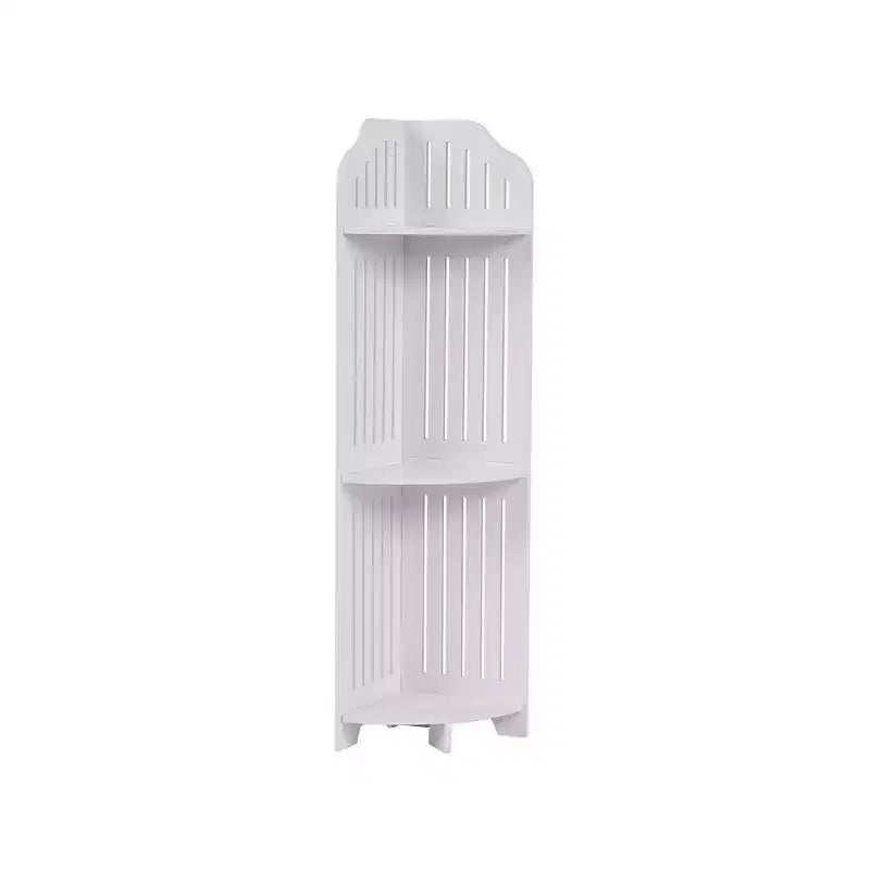 VECELO Étagère d'angle à 3/4 niveaux, Petite étagère de rangement pour espace étroit, Porte-papier toilette pour salle de bain, Blanc
