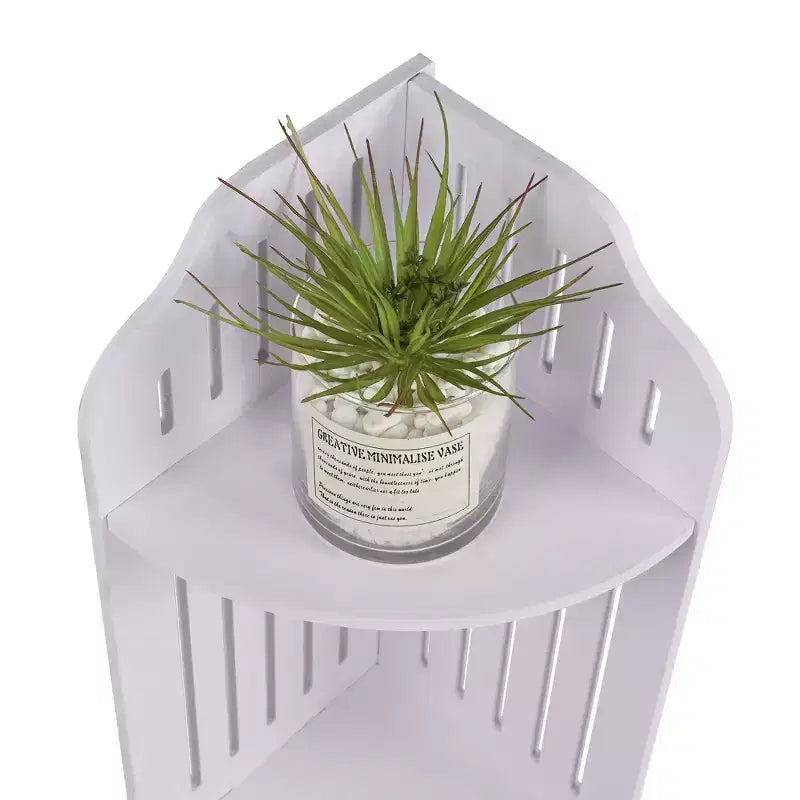 VECELO Étagère d'angle à 3/4 niveaux, Petite étagère de rangement pour espace étroit, Porte-papier toilette pour salle de bain, Blanc