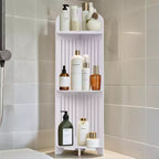 VECELO Étagère d'angle à 3/4 niveaux, Petite étagère de rangement pour espace étroit, Porte-papier toilette pour salle de bain, Blanc