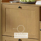 Meuble à Chaussures 3 Niveaux Acekool avec Tiroirs Basculants en Rotin Naturel, Étagères Réglables et Rangement Ouvert, Organisateur d'Entrée Disponible en Plusieurs Finitions