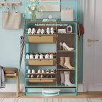 Meuble à Chaussures 3 Niveaux Acekool avec Tiroirs Basculants en Rotin Naturel, Étagères Réglables et Rangement Ouvert, Organisateur d'Entrée Disponible en Plusieurs Finitions