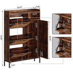 Meuble à Chaussures 3 Niveaux Acekool avec Tiroirs Basculants en Rotin Naturel, Étagères Réglables et Rangement Ouvert, Organisateur d'Entrée Disponible en Plusieurs Finitions