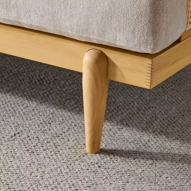 Christopher Knight Home Canapé trois places moderne Quince 72 en velours, bois d'hévéa et rotin avec coussin