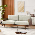 Christopher Knight Home Canapé trois places moderne Quince 72 en velours, bois d'hévéa et rotin avec coussin