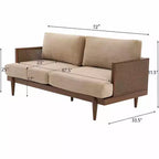Christopher Knight Home Canapé trois places moderne Quince 72 en velours, bois d'hévéa et rotin avec coussin
