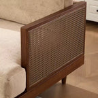 Christopher Knight Home Canapé trois places moderne Quince 72 en velours, bois d'hévéa et rotin avec coussin