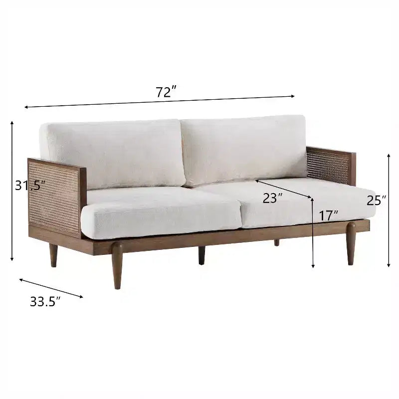 Christopher Knight Home Canapé trois places moderne Quince 72 en velours, bois d'hévéa et rotin avec coussin