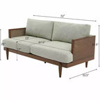 Christopher Knight Home Canapé trois places moderne Quince 72 en velours, bois d'hévéa et rotin avec coussin