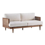 Christopher Knight Home Canapé trois places moderne Quince 72 en velours, bois d'hévéa et rotin avec coussin