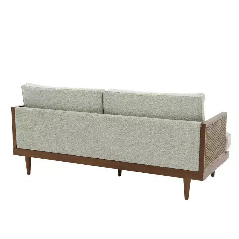 Christopher Knight Home Canapé trois places moderne Quince 72 en velours, bois d'hévéa et rotin avec coussin
