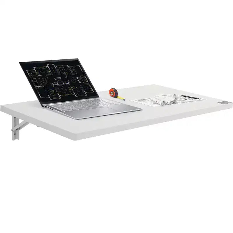 VEVOR Wall Mounted Folding Table, 35.43 x 19.69 Wall Mount Drop Leaf Table, Floating Desk with Iron Bracket, Fold Down Desk